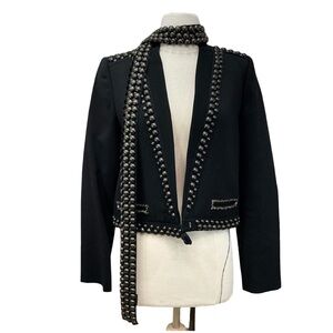 Isabel Marant Black Cabochon Studded Cropped Blazer Jacket Size 38